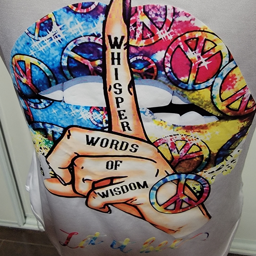 White thin strap body suit Wisper words of wisdom design , size S *
